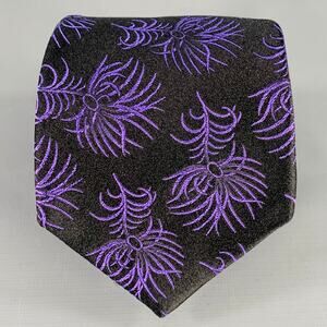 RICHARD JAMES Black Purple Abstract Floral Silk Tie
